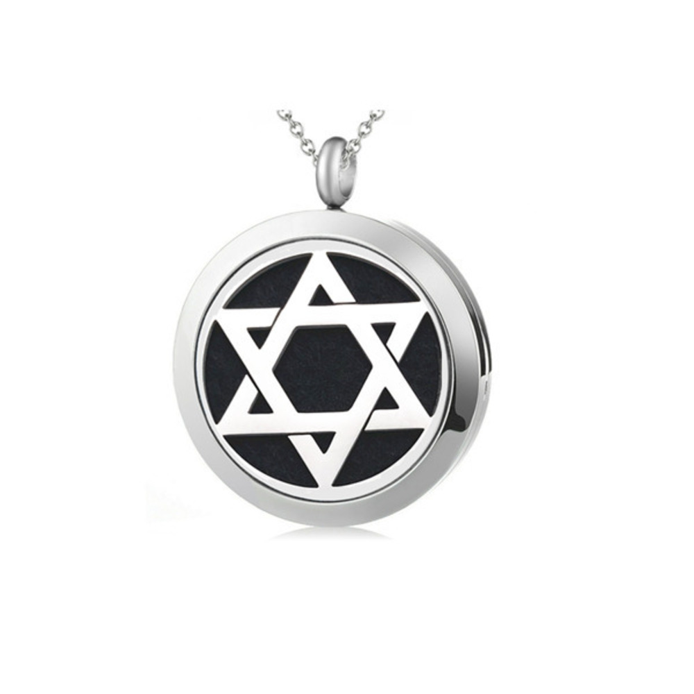 Aromatherapy Essential Oil Diffuser Necklace Star of David Stainless Steel
